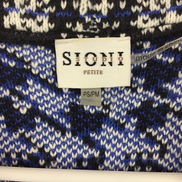 Sioni Houndstooth Knit Vest, White Blue Black Sweater - Small/Medium Petite - Picture 2 of 11